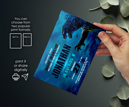 Godzilla and King Kong customizable invitation template | Share or Print | HO960