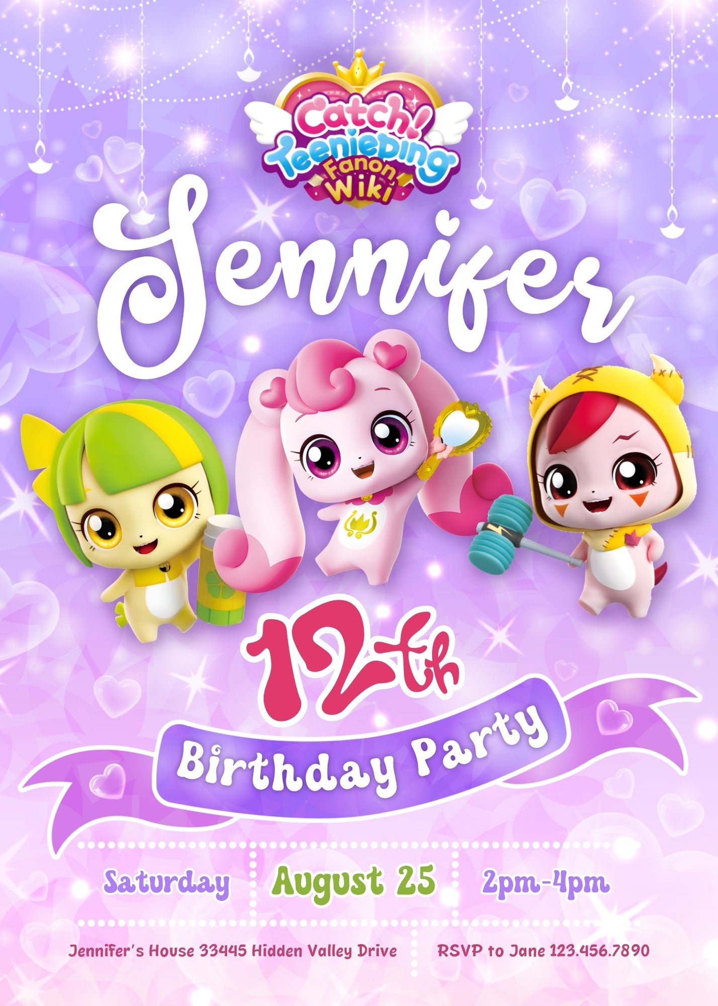 Catch Teenieping customizable invitation template | Share or Print | girl | OL252