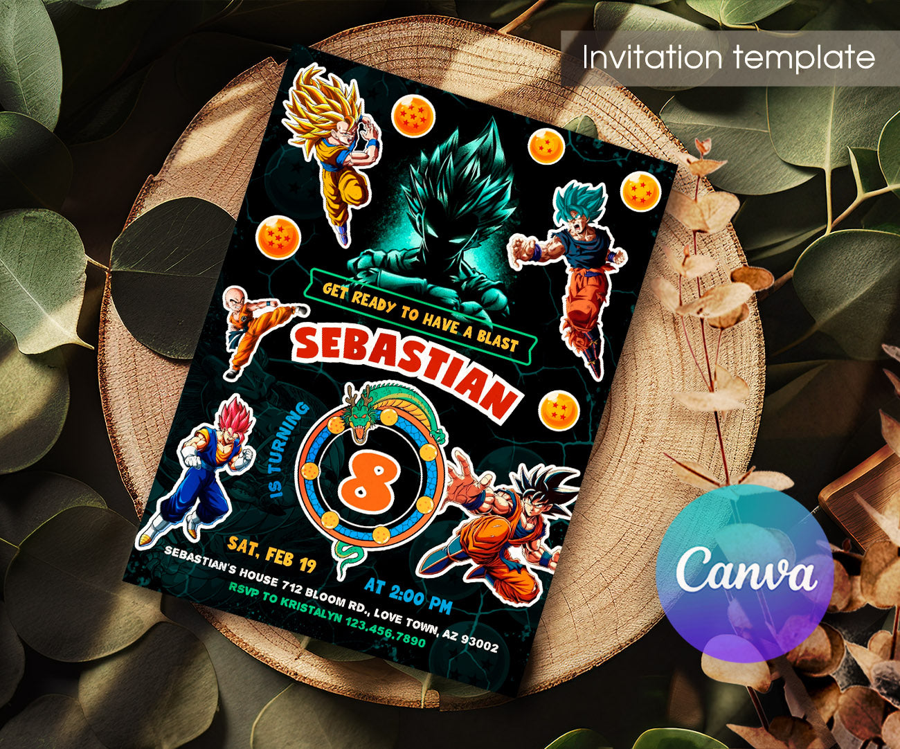 Dragon Ball Z Anime customizable invitation template | Share or Print | boy | JA297