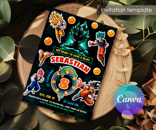 Dragon Ball Z Anime customizable invitation template | Share or Print | boy | JA297