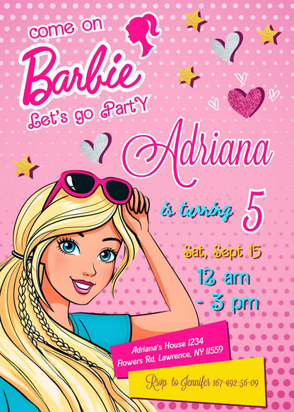 Barbie Pink customizable invitation template | Share or Print | girl | GE382