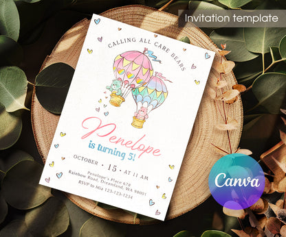 Care Bears customizable invitation template | Share or Print | YW136