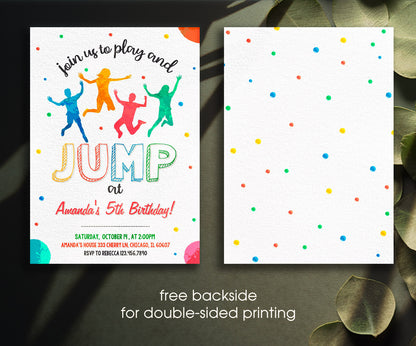 Trampoline Jump Party customizable invitation template | Share or Print | IB543