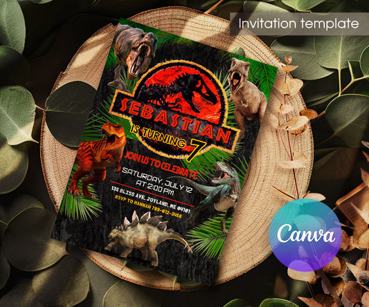 Jurassic Park Dinosaur customizable invitation template | Share or Print | RE238