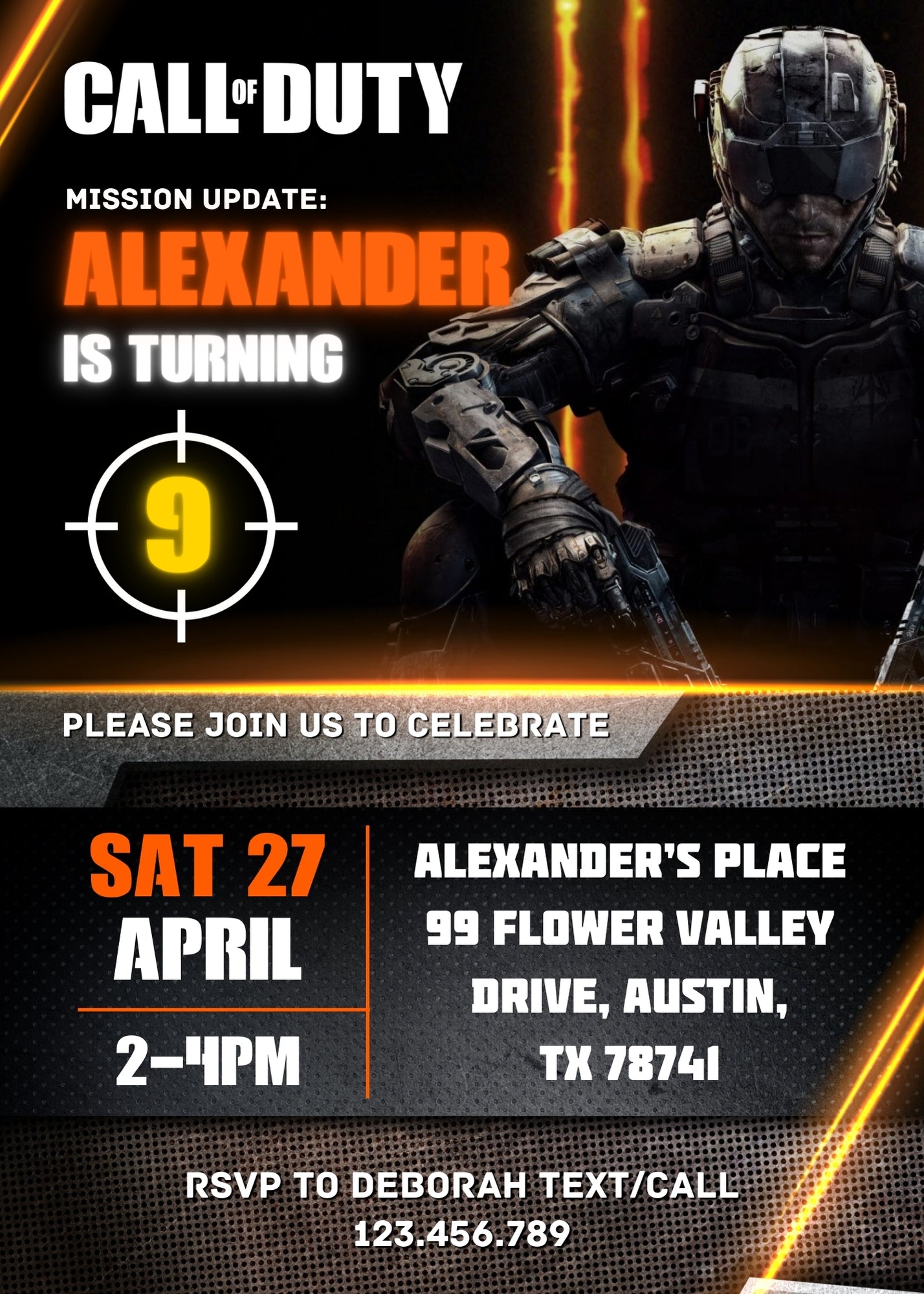 Call of Duty Gamer customizable invitation template | Share or Print | boy | QM095