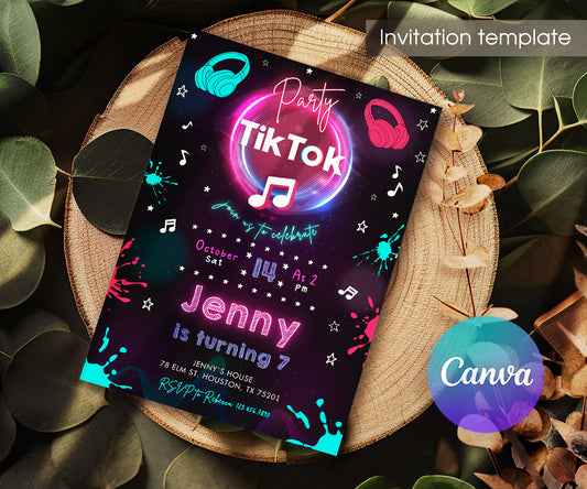 Tik Tok Party customizable invitation template | Share or Print | GV447