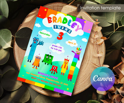 Numberblocks customizable invitation template | Share or Print | MJ851