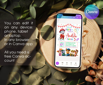 PAW Patrol customizable invitation template | Share or Print | QE150