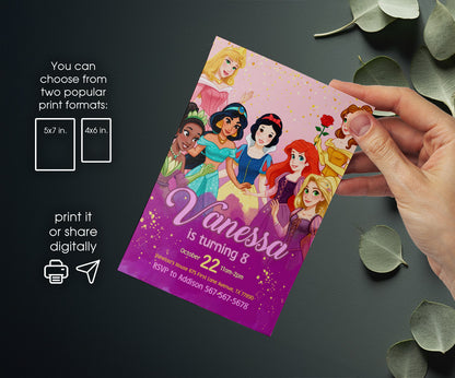 Disney Princess customizable invitation template | Share or Print | girl | OL528