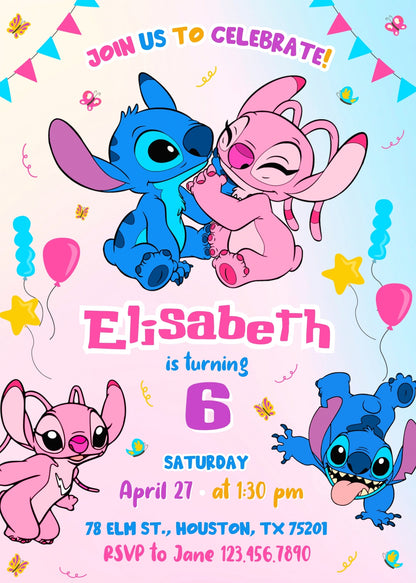 Lilo & Stitch Angel customizable invitation template | Share or Print | girl | OX866