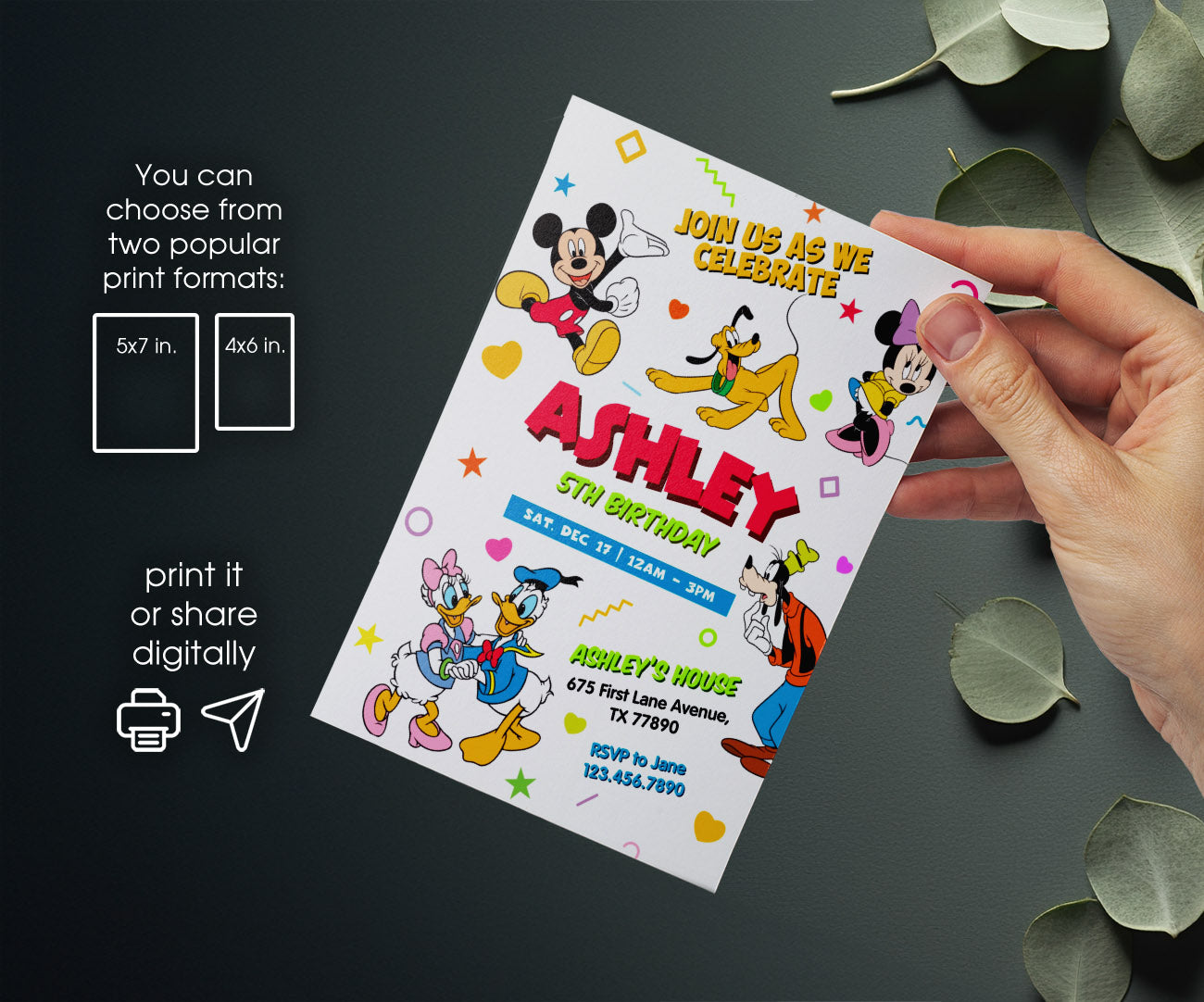 Clubhouse Mickey Mouse customizable invitation template | Share or Print | FP487