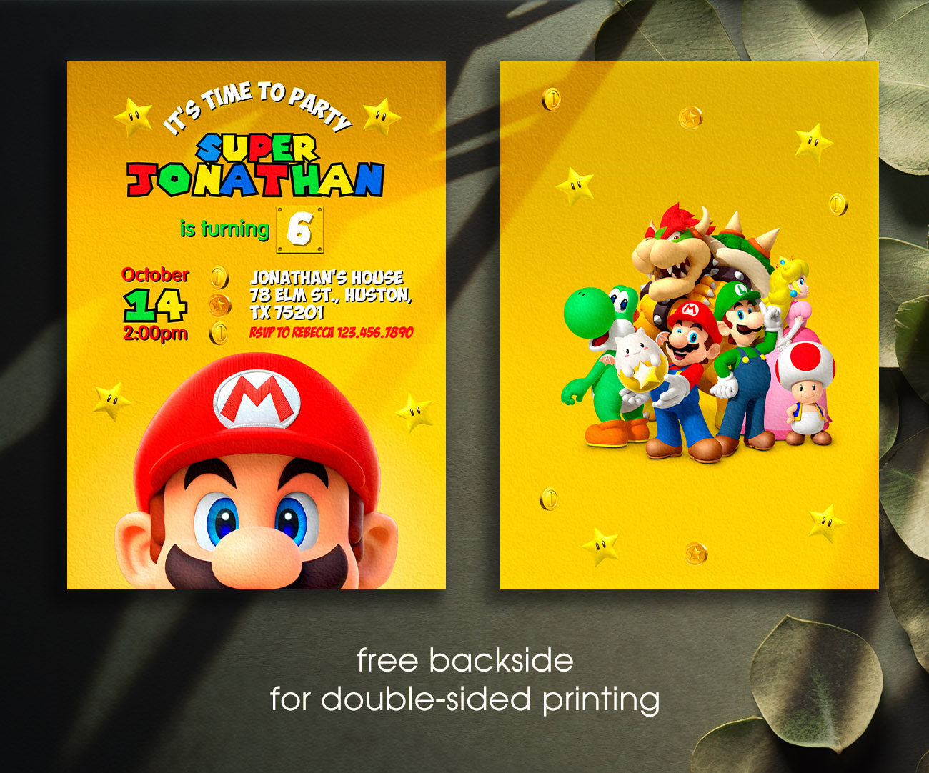 Super Mario Bros customizable invitation template | Share or Print | QV805