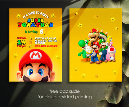 Super Mario Bros customizable invitation template | Share or Print | QV805