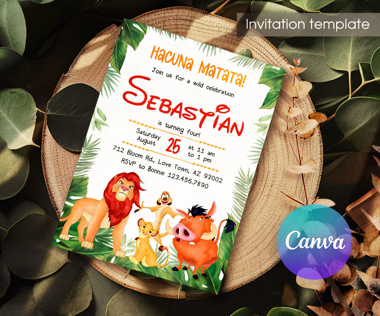 Lion King Simba customizable invitation template | Share or Print | XD077