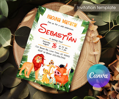 Lion King Simba customizable invitation template | Share or Print | XD077