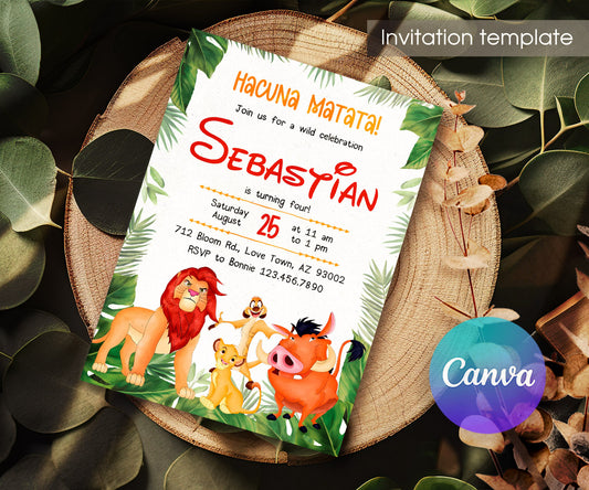 Lion King Simba customizable invitation template | Share or Print | XD077