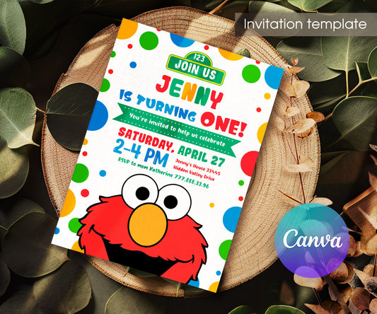 Sesame Street Elmo customizable invitation template | Share or Print | GM798