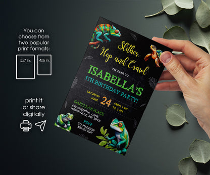 Reptile Lizard Snake customizable invitation template | Share or Print | MB550