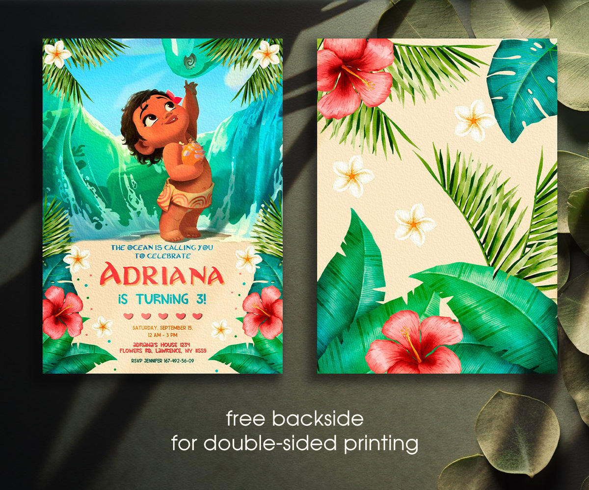 Moana Princess customizable invitation template | Share or Print | girl | EJ284