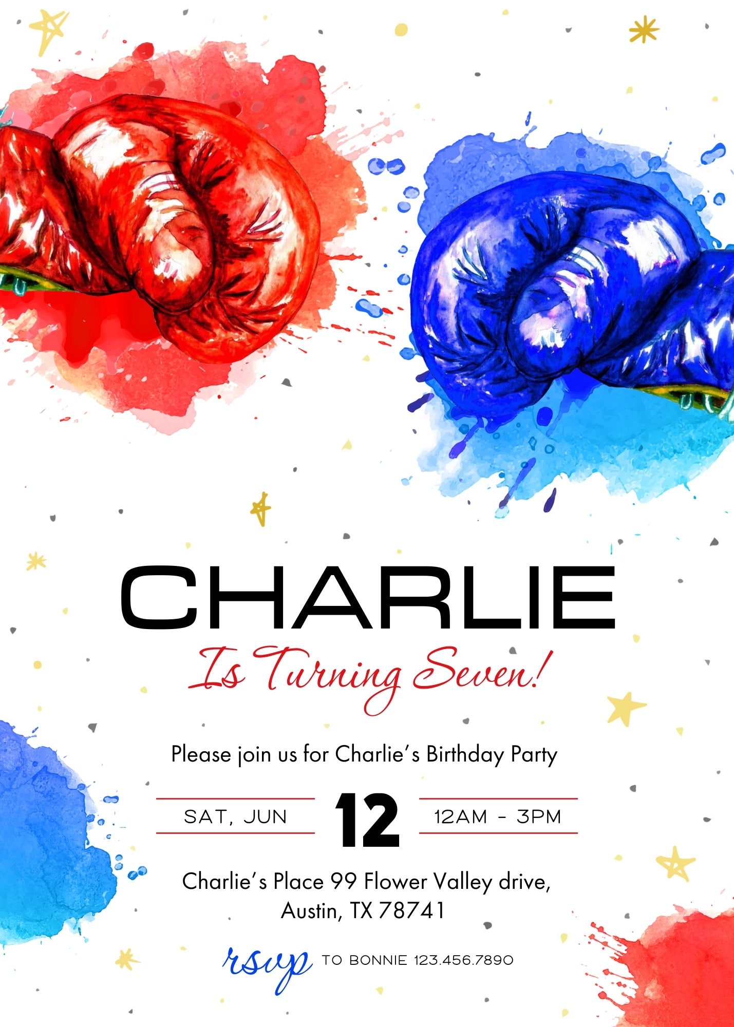Boxing Fighter customizable invitation template | Share or Print | boy | PH568