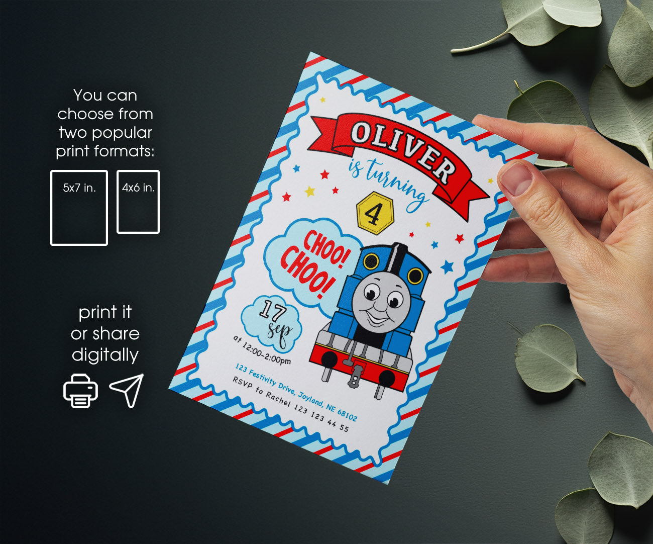 Thomas Train & Friends customizable invitation template | Share or Print | LU494