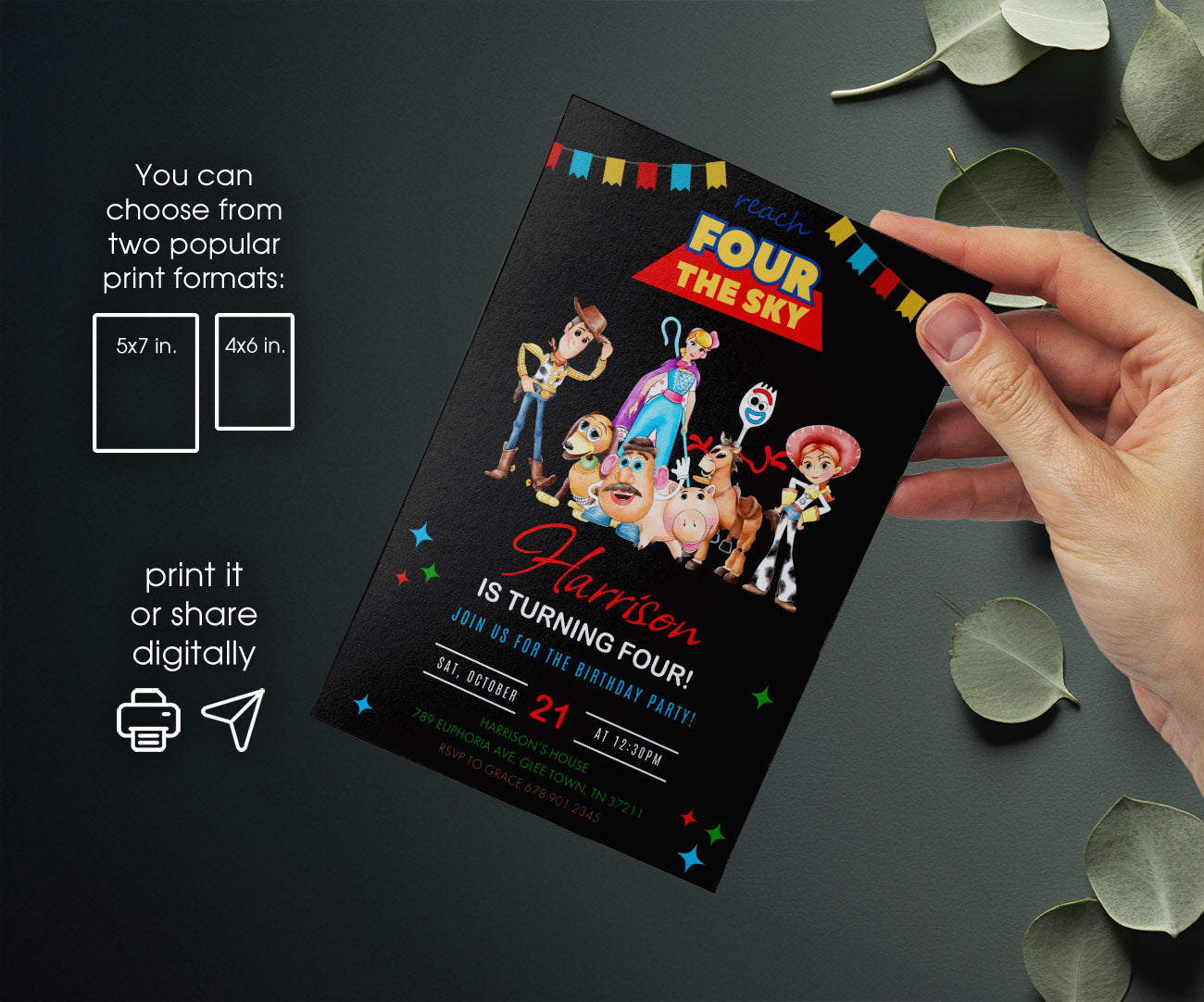 Toy Story Woody customizable invitation template | Share or Print | PS981