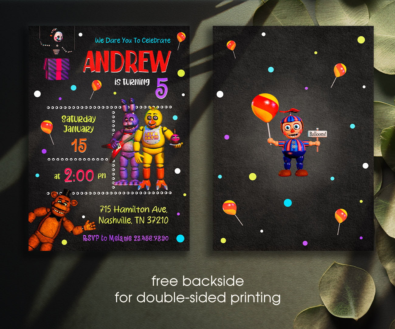 Five Nights at Freddy's customizable invitation template | Share or Print | DV962