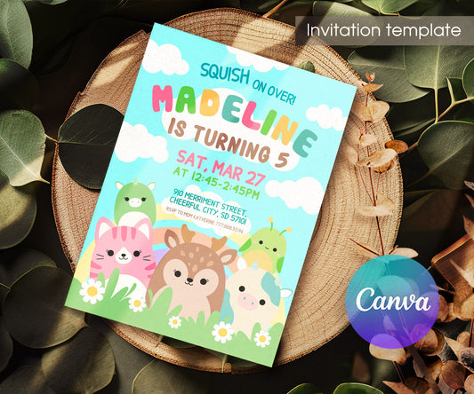 Squishmallows customizable invitation template | Share or Print | PN473