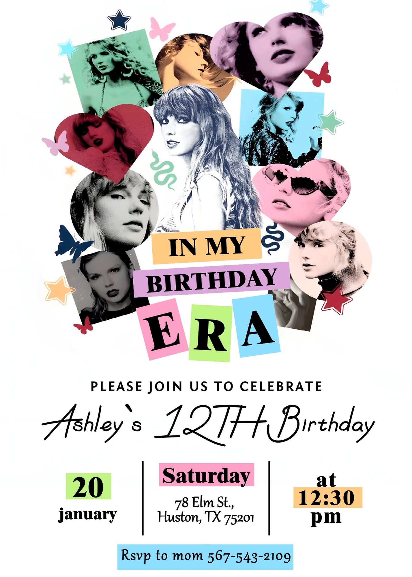 Taylor Swift Eras Tour customizable invitation template | Share or Print | girl | MV501