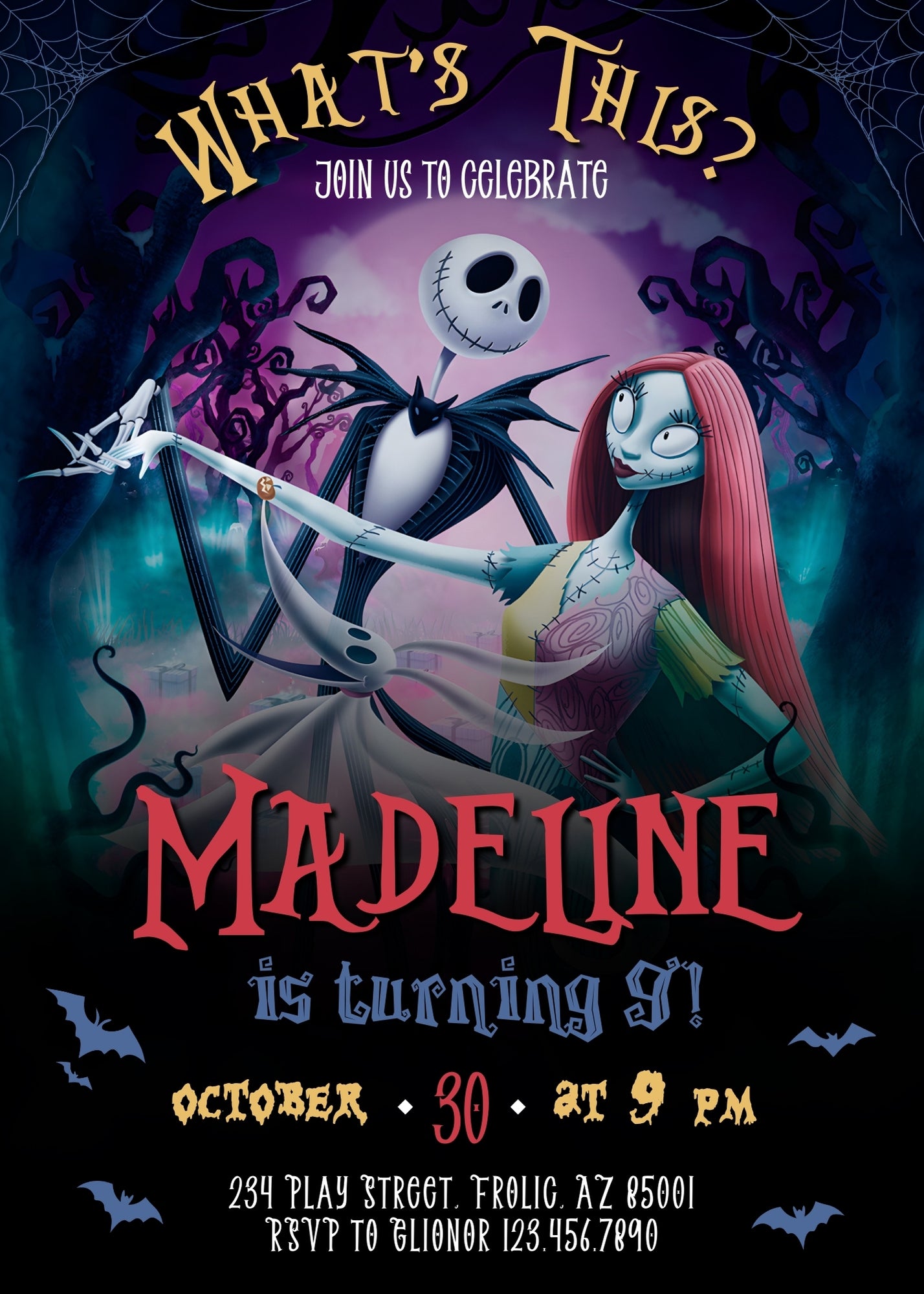 The Nightmare Before Christmas Halloween customizable invitation template | Share or Print | ZI191