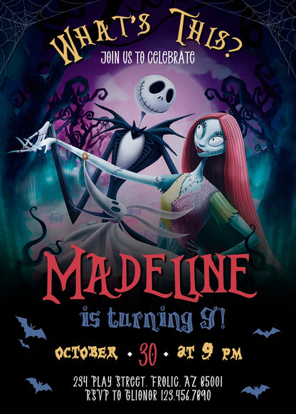 The Nightmare Before Christmas Halloween customizable invitation template | Share or Print | ZI191