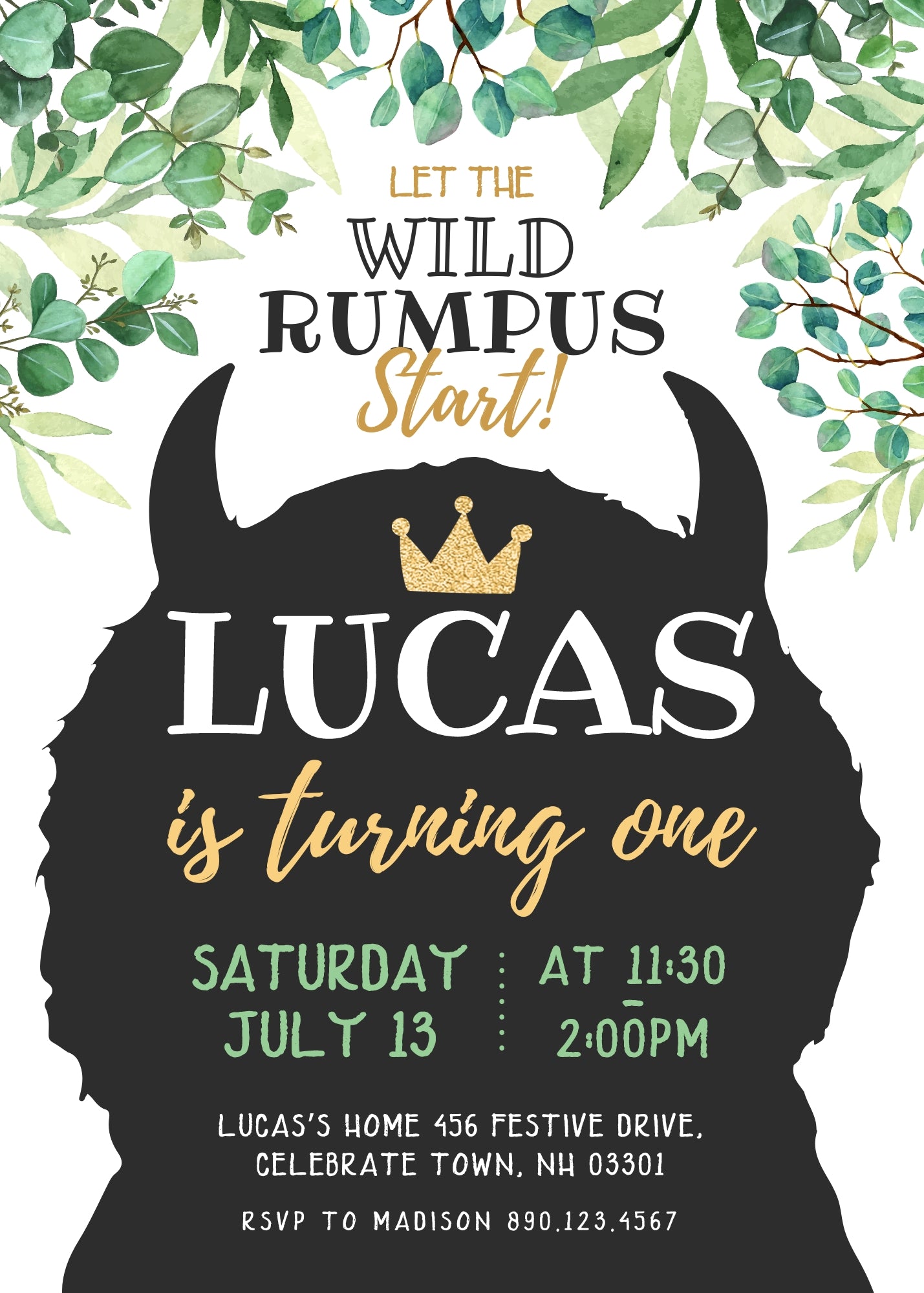 Where The Wild Things Are Maurice Sendak customizable invitation template | Share or Print | VN082