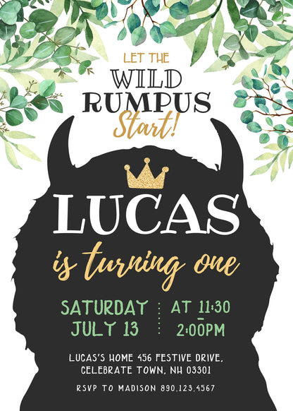Where The Wild Things Are Maurice Sendak customizable invitation template | Share or Print | VN082