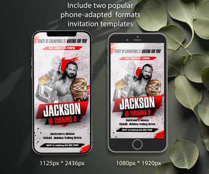 Wrestling WWE WrestleMania customizable invitation template | Share or Print | boy | ZF686