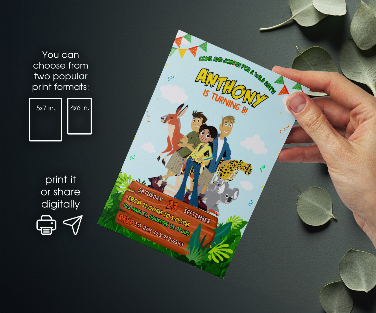Wild Kratts Creature Hero customizable invitation template | Share or Print | VF687