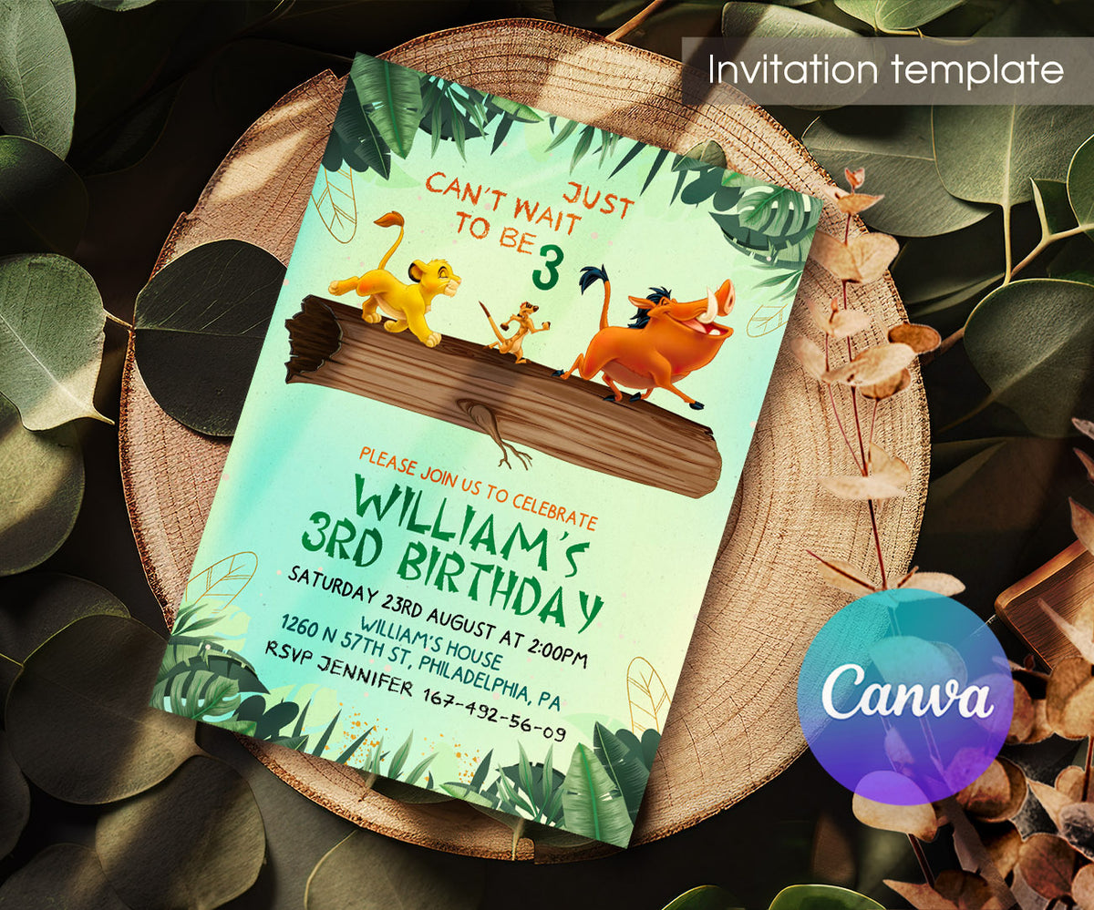 Lion King Simba customizable invitation template | Share or Print | HG356