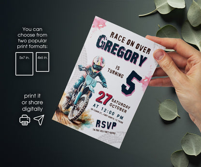 Motocross Extreme customizable invitation template | Share or Print | YD460