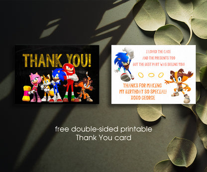 Sonic the Hedgehog customizable invitation template | Share or Print | FK383