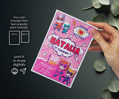 SuperKitties customizable invitation template | Share or Print | VZ852