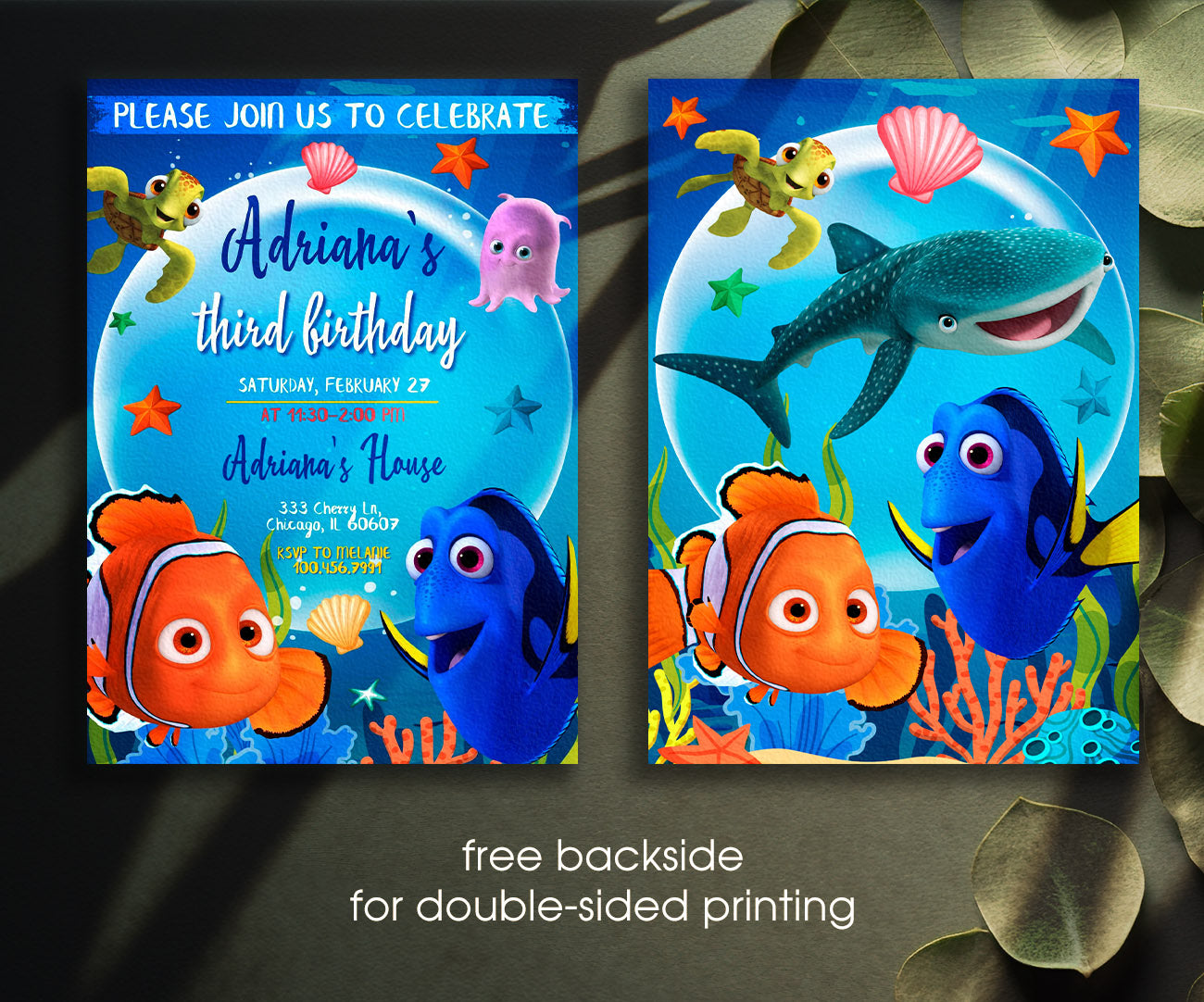 Finding Nemo customizable invitation template | Share or Print | ZA807