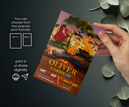 Lion King Simba customizable invitation template | Share or Print | IL326