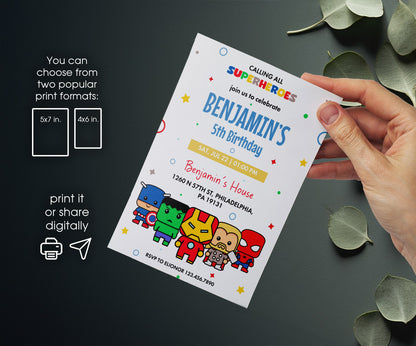 Avengers Marvel Superhero customizable invitation template | Share or Print | boy | LS455