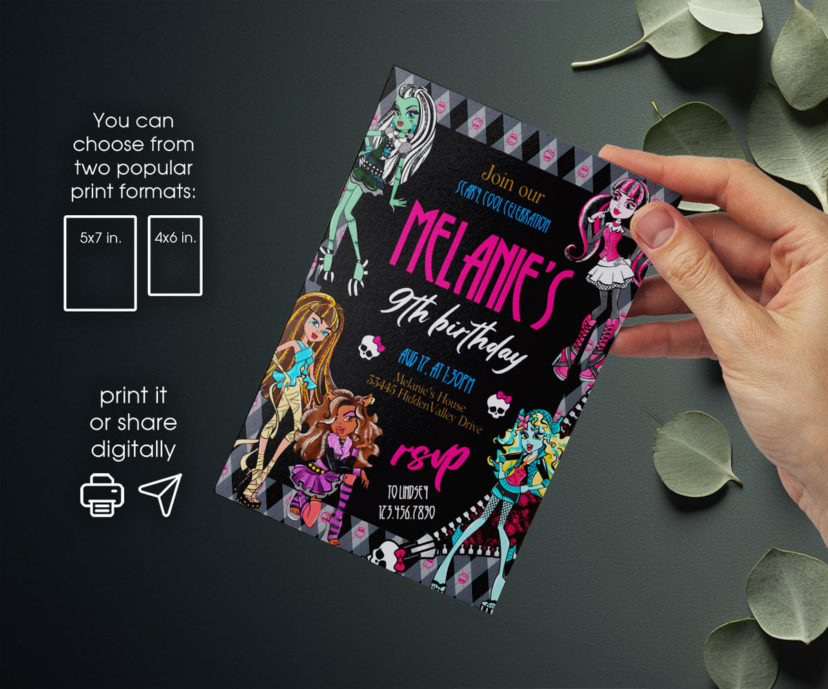 Monster High customizable invitation template | Share or Print | girl | LB746