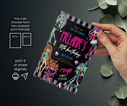 Monster High customizable invitation template | Share or Print | girl | LB746