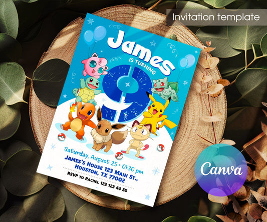 Pokemon Pikachu customizable invitation template | Share or Print | SX297