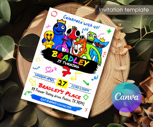 Rainbow Friends customizable invitation template | Share or Print | CO544