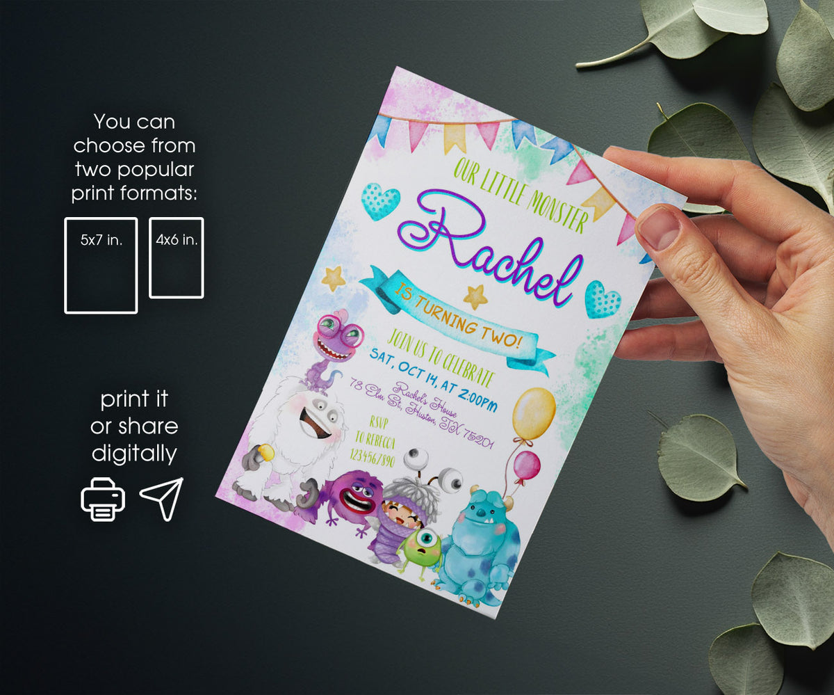 Monsters, Inc. customizable invitation template | Share or Print | LS723