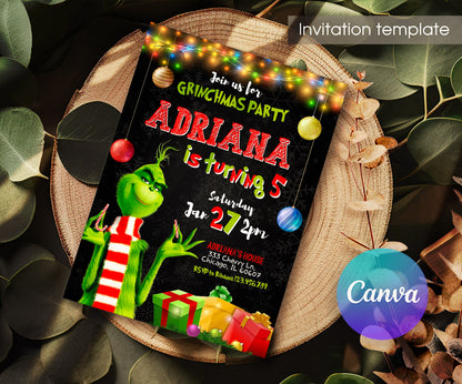 The Grinch  Merry Grinchmas customizable invitation template | Share or Print | TL014