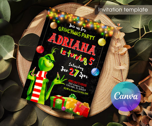 The Grinch  Merry Grinchmas customizable invitation template | Share or Print | TL014