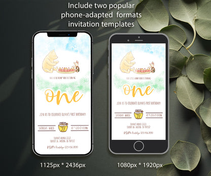 Winnie the Pooh customizable invitation template | Share or Print | KZ016